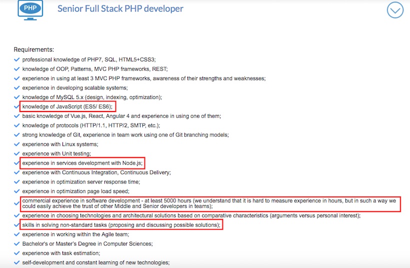 PHP сеньорам теперь нужно знать и джаваскрипт с целым ворохом фреймворков.